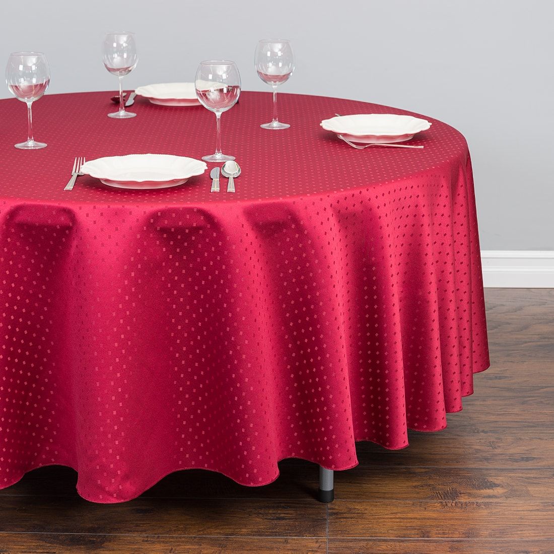108 in. Round Square-Point Damask Tablecloth (2 Colors) - Image 3