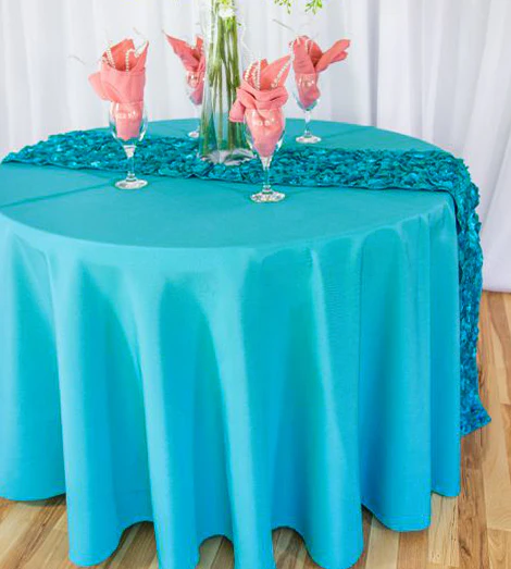 132 in. Round Polyester Tablecloth (20 Colors) - Image 36