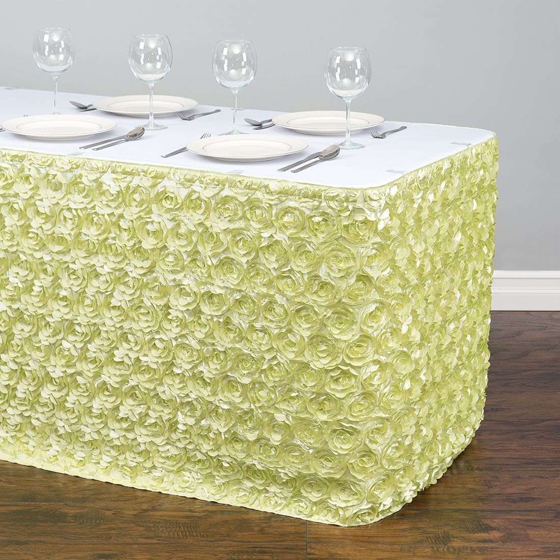 17 ft. Rosette Satin Table Skirt - Image 3