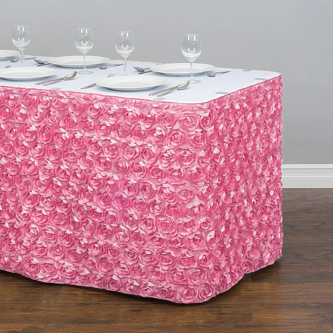 17 ft. Rosette Satin Table Skirt - Image 5