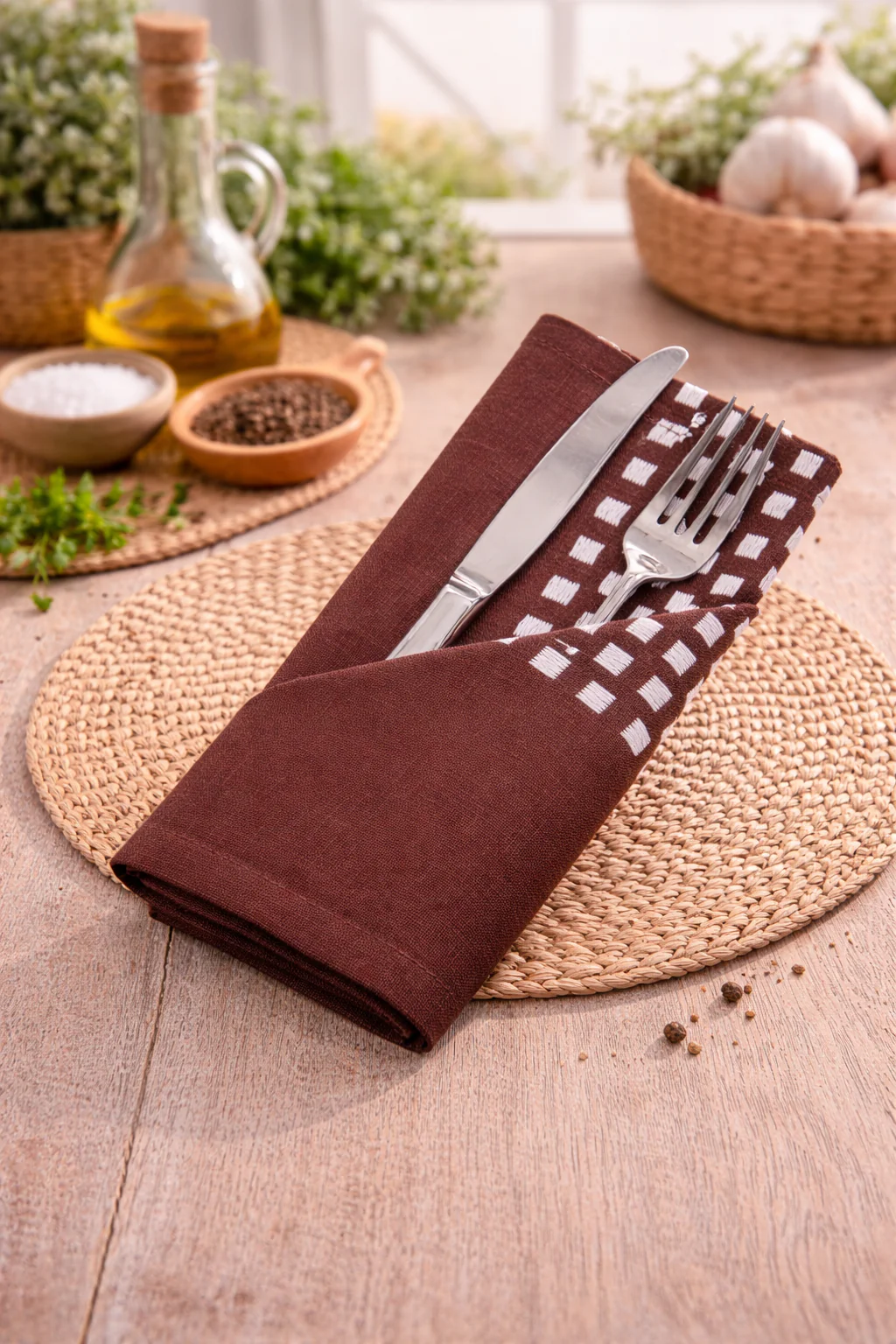 18 X 18 in. Basketweave Stripe Cotton Napkins 4/Pack (7 Colors) - Image 11