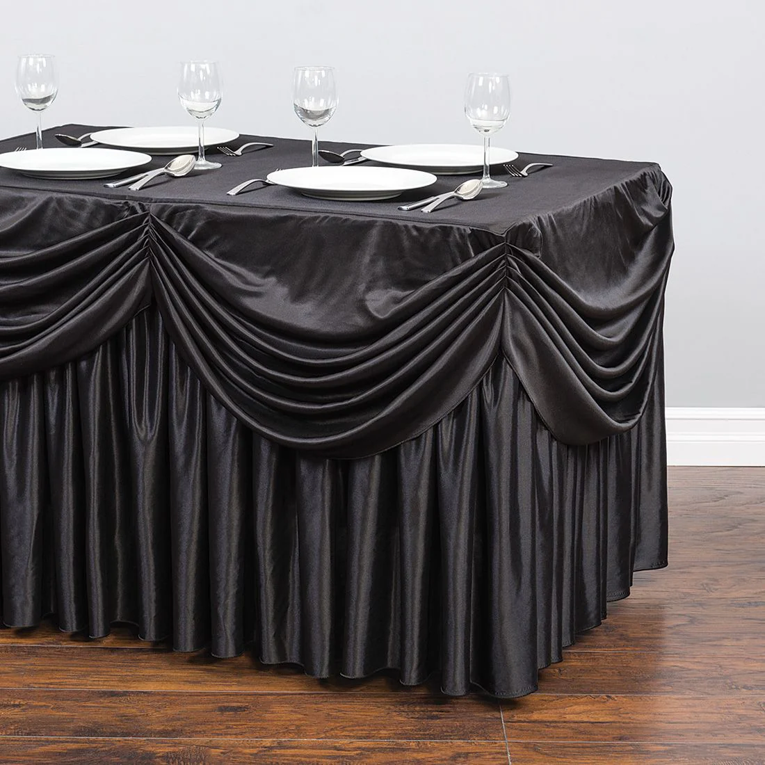 4 ft. Drape Chiffon All-In-1 Tablecloth/Pleated Skirt (8 colors) - Image 4