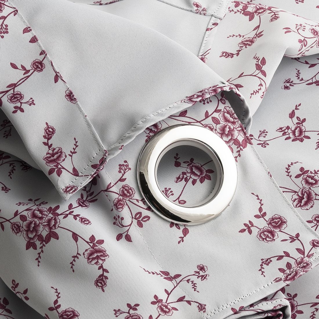 56 X 98 in. Burgundy Floral Curtain (2 Materials) - Image 4