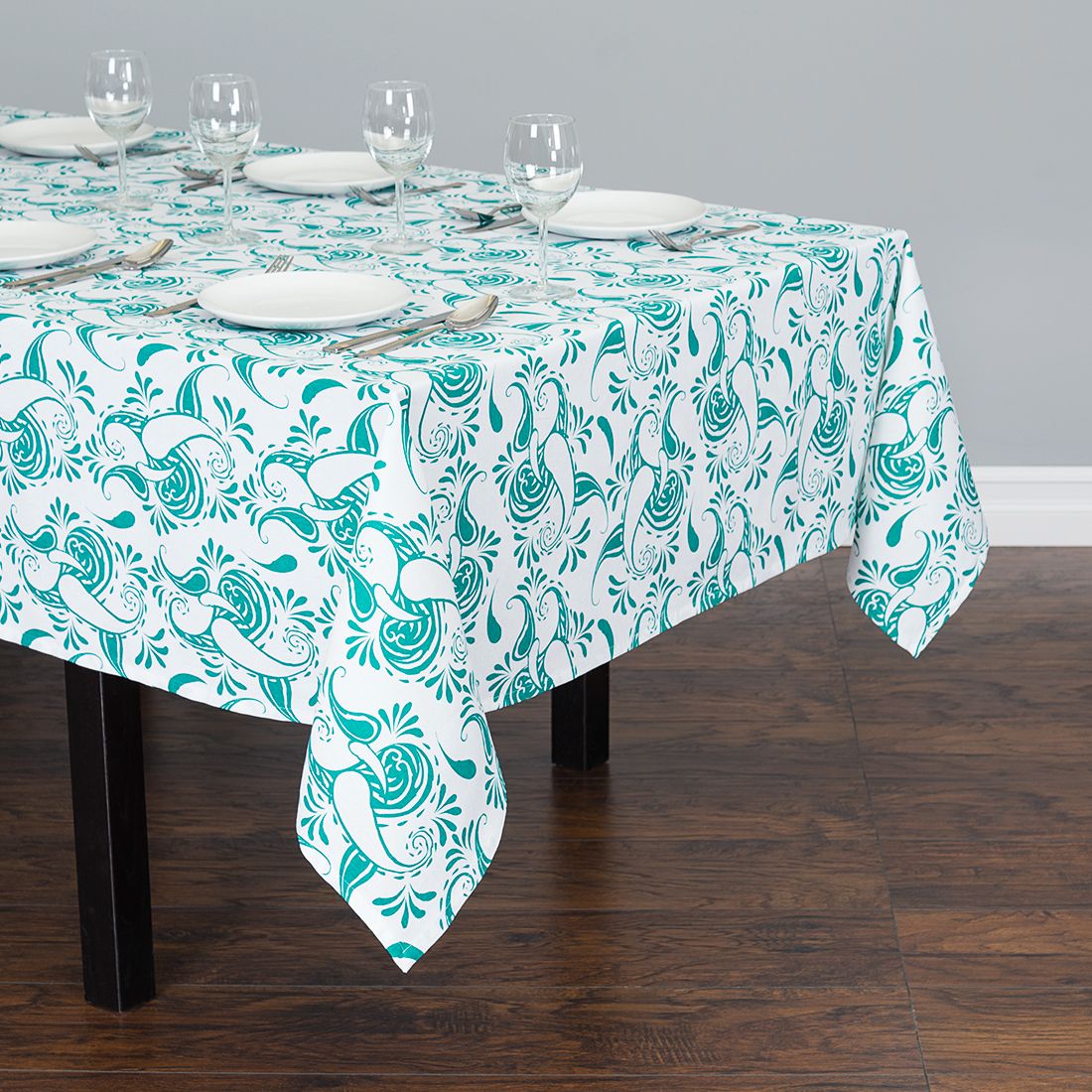 60 X 102 in. Rectangular Paisley Cotton Tablecloth (4 Colors) - Image 6