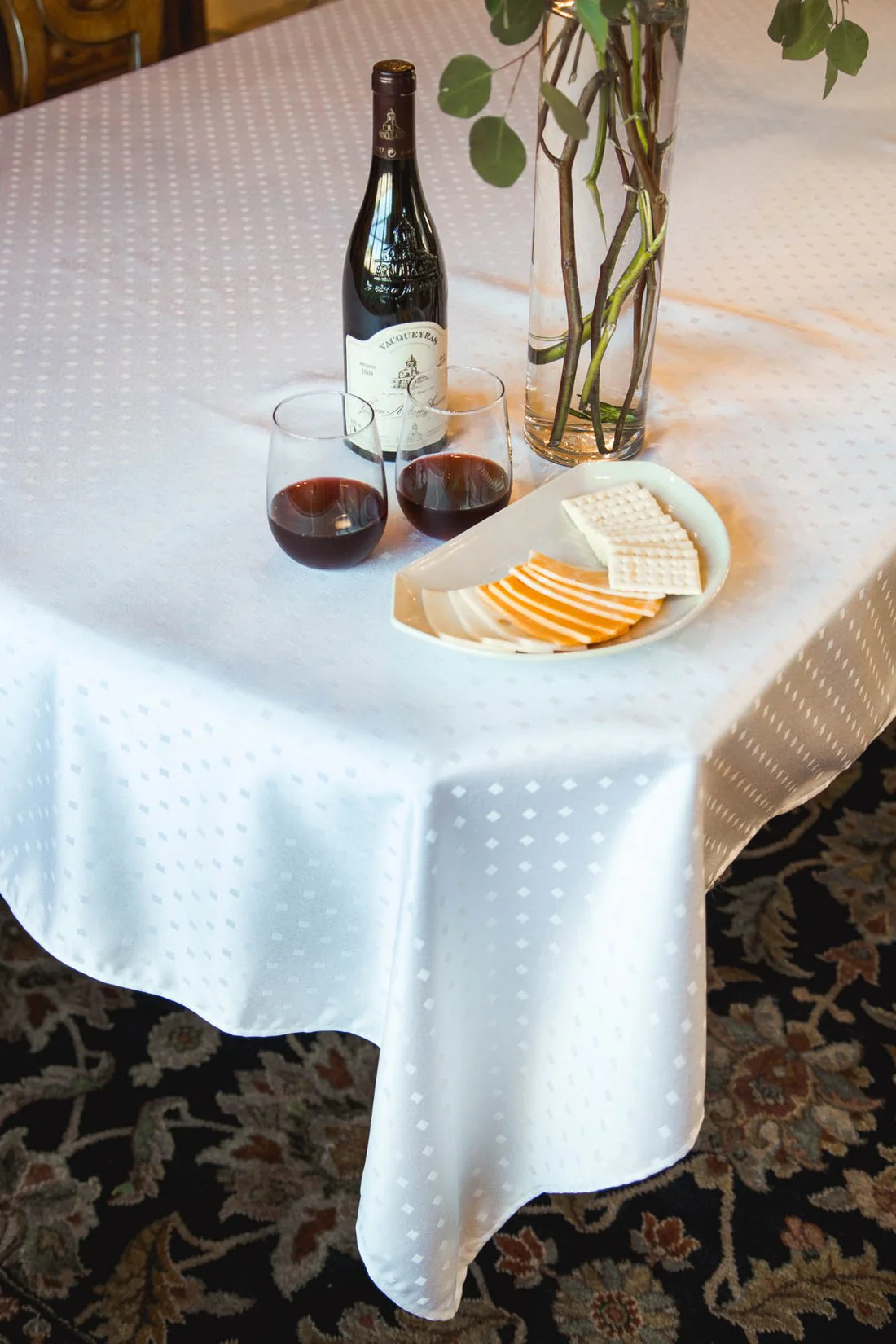 70 x 120 in. Rectangular Square-point Damask Tablecloth (2 Colors) - Image 5