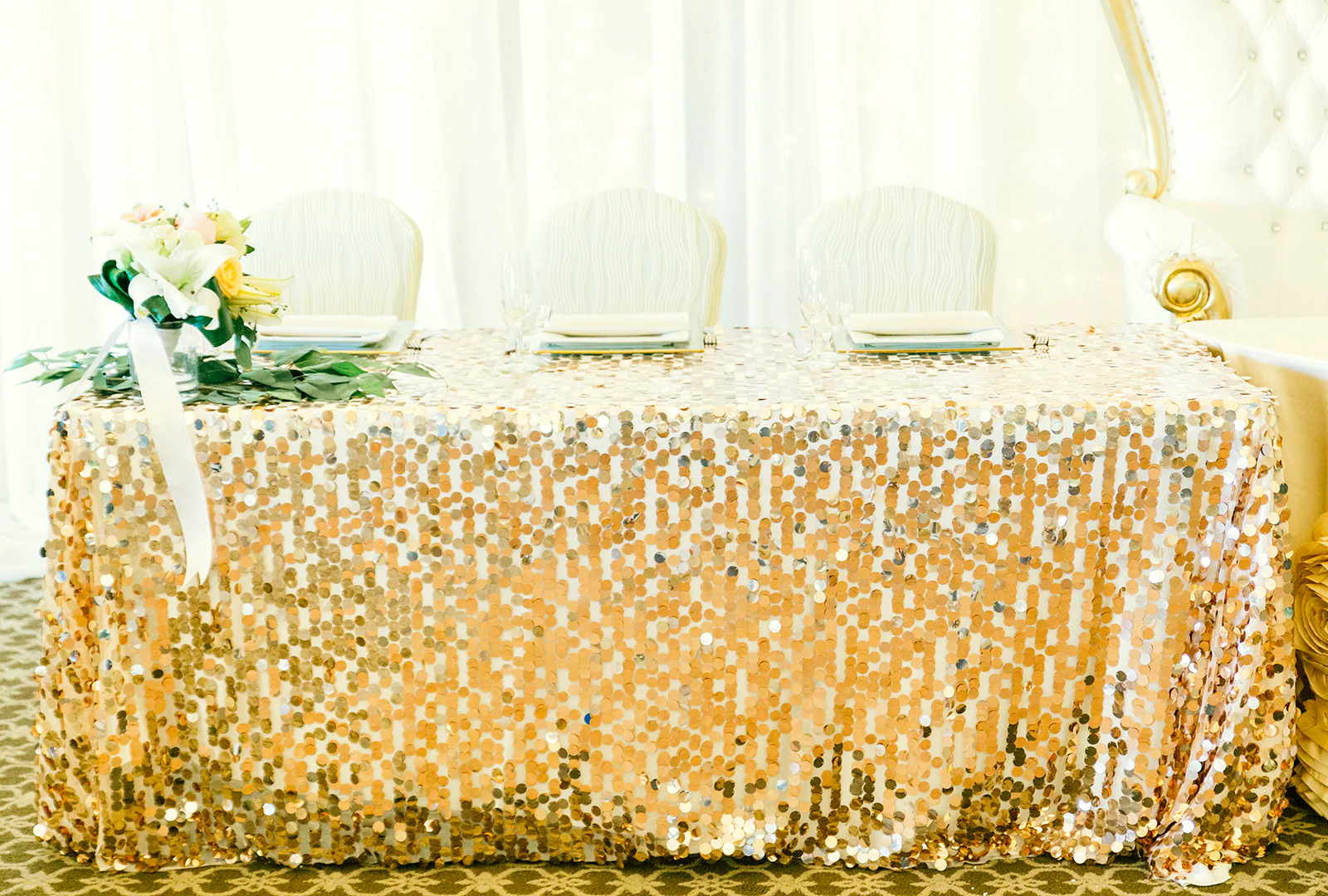 88 X 154 in. Rectangular Payette Sequin Tablecloth (7 Colors) - Image 3