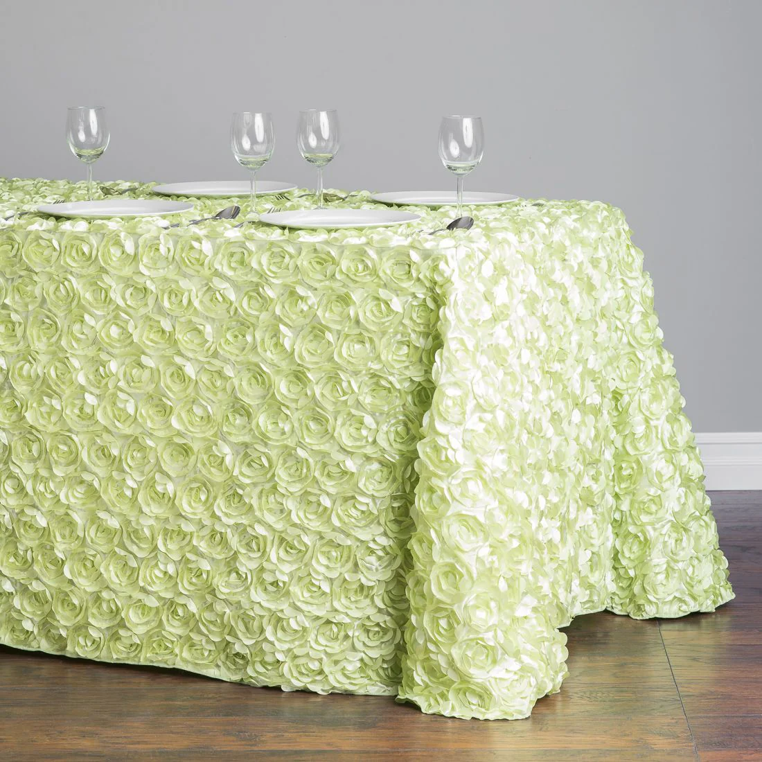 88 X 130 in. Rectangular Rosette Satin Tablecloth (7 Colors) - Image 7
