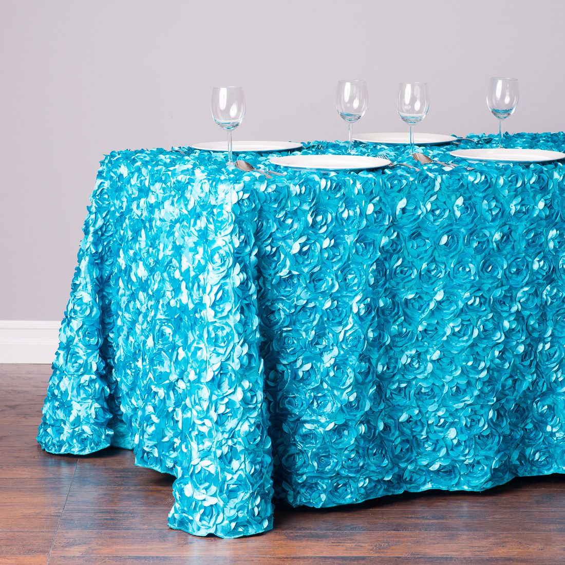88 X 154 in. Rectangular Rosette Satin Tablecloth (10 Colors) - Image 13