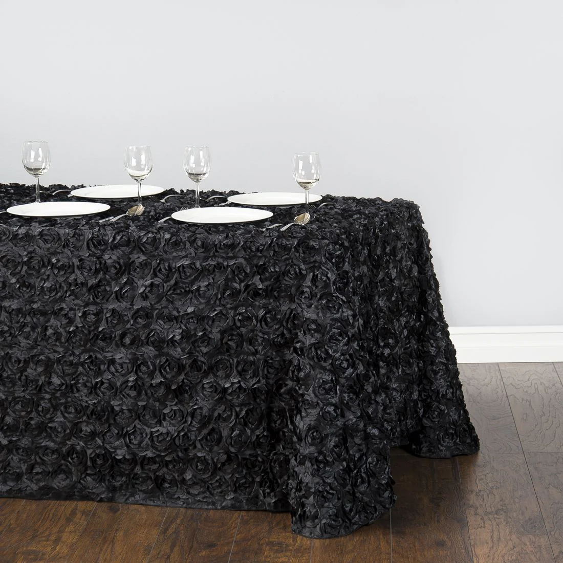 88 X 154 in. Rectangular Rosette Satin Tablecloth (10 Colors) - Image 8