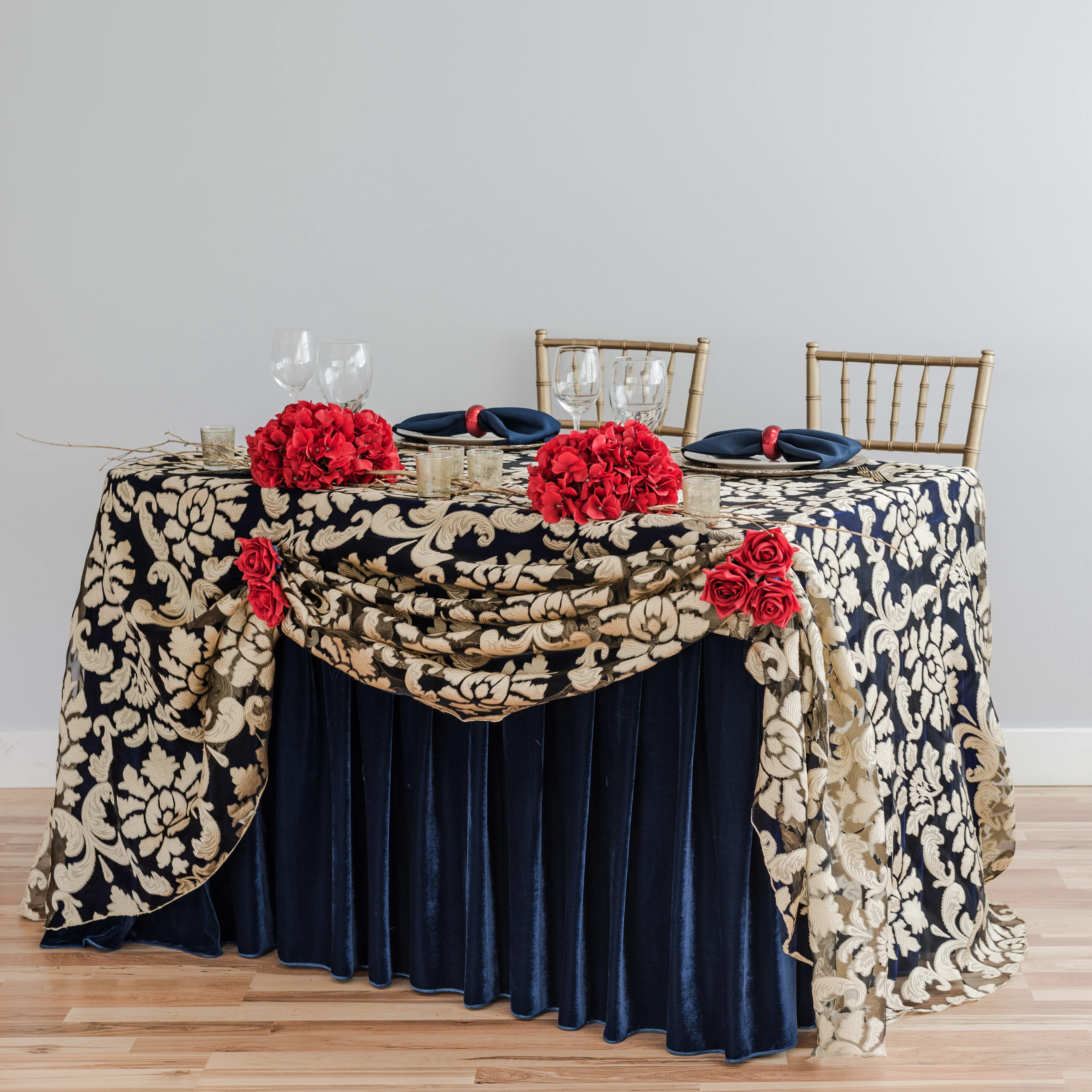 8 ft. Fitted Velvet Table Skirt (7 Colors) - Image 11