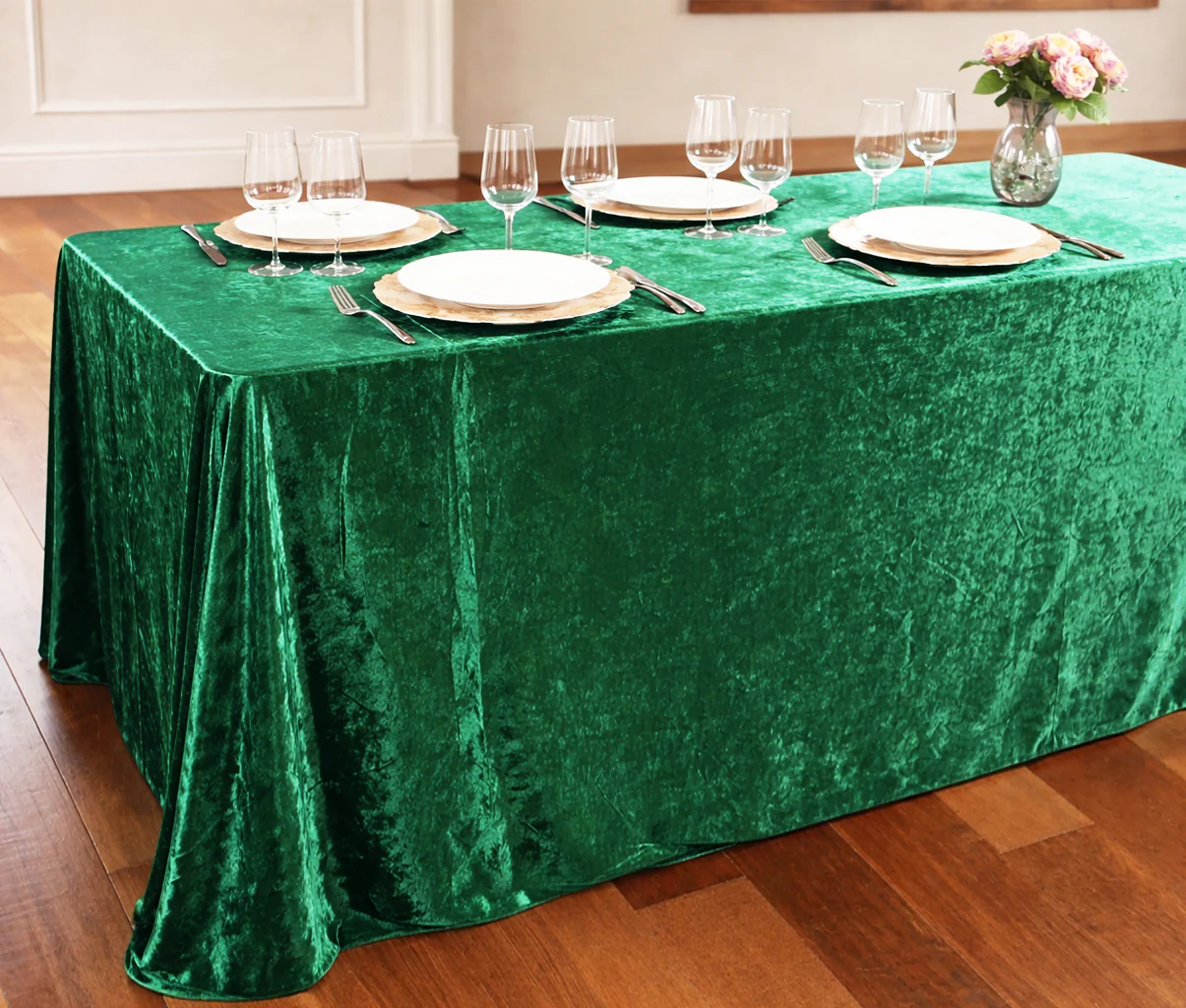 90 x 156 Inch Rectangular Crushed Velvet Tablecloth (6 Colors) - Image 10