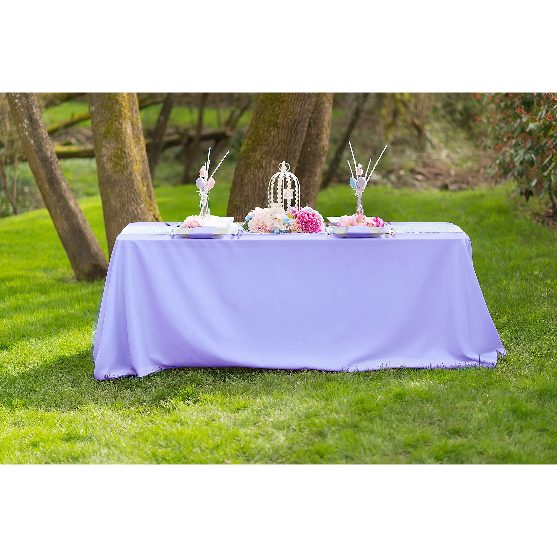 90 X 132 in. Rectangular with Round Corners Polyester Tablecloth (20 Colors) - Image 48