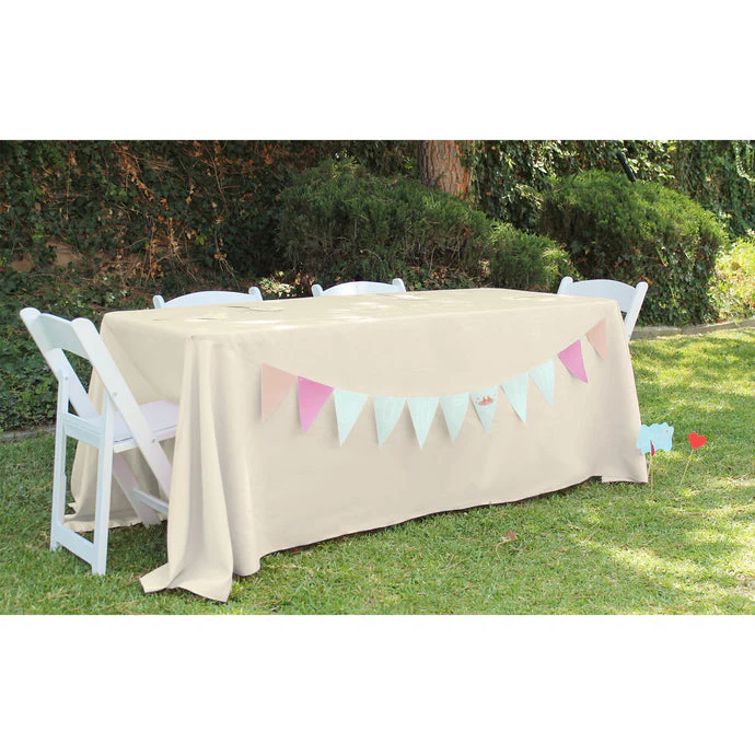 Bargain 90 X 132 In. Rectangular Polyester Tablecloth Beige - Image 3