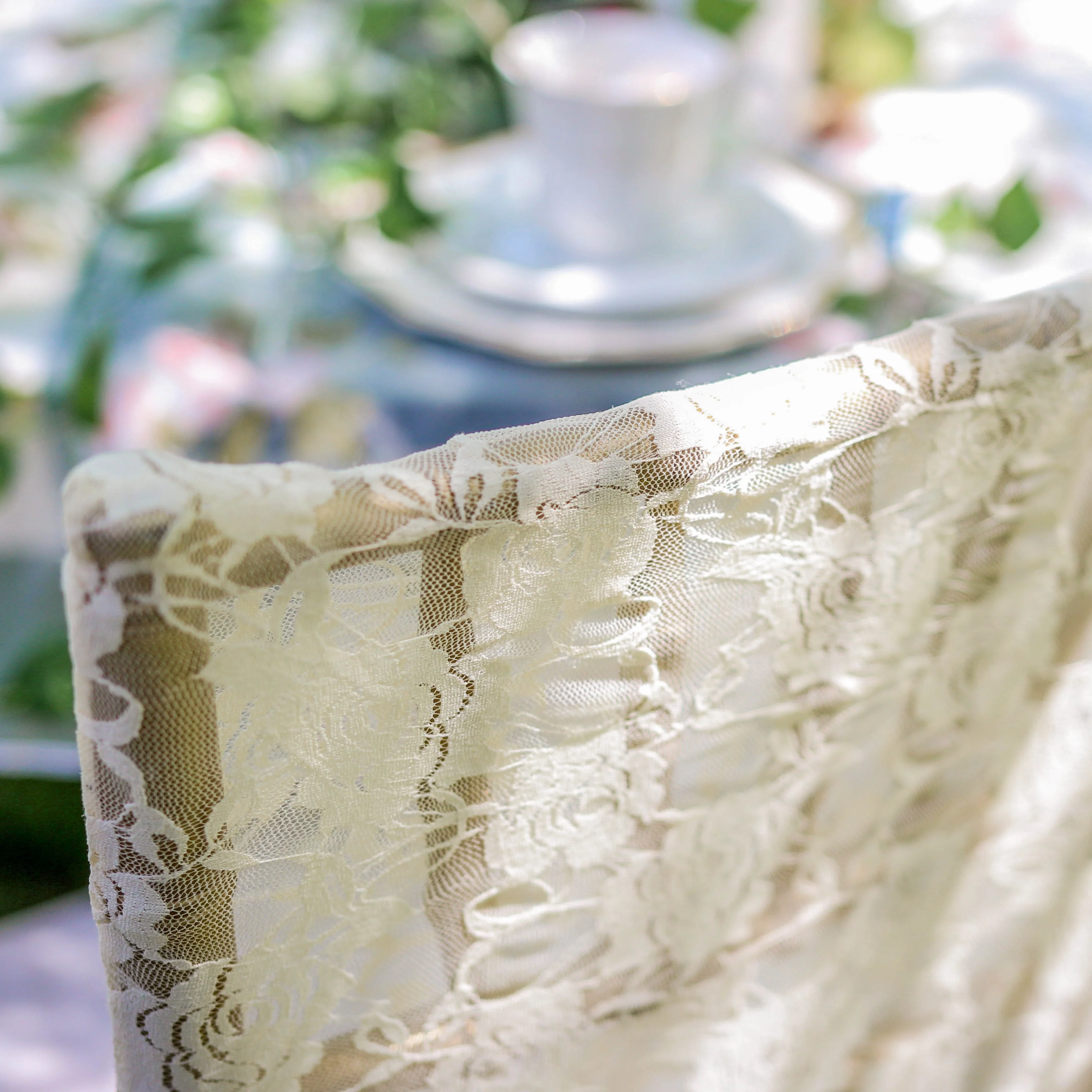 Floral Lace Tutu Chiavari Chair Cover Champagne - Image 4