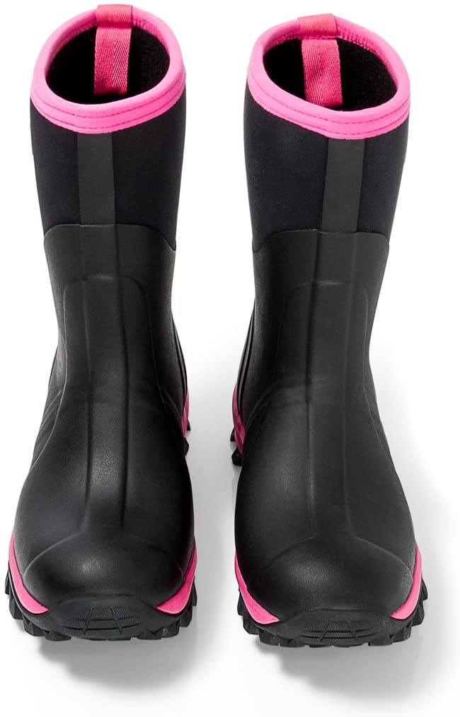 East Rock Women 11 in. Waterproof Outdoor Rubber Boots Black/Fuchsia (6 Sizes) - Image 10
