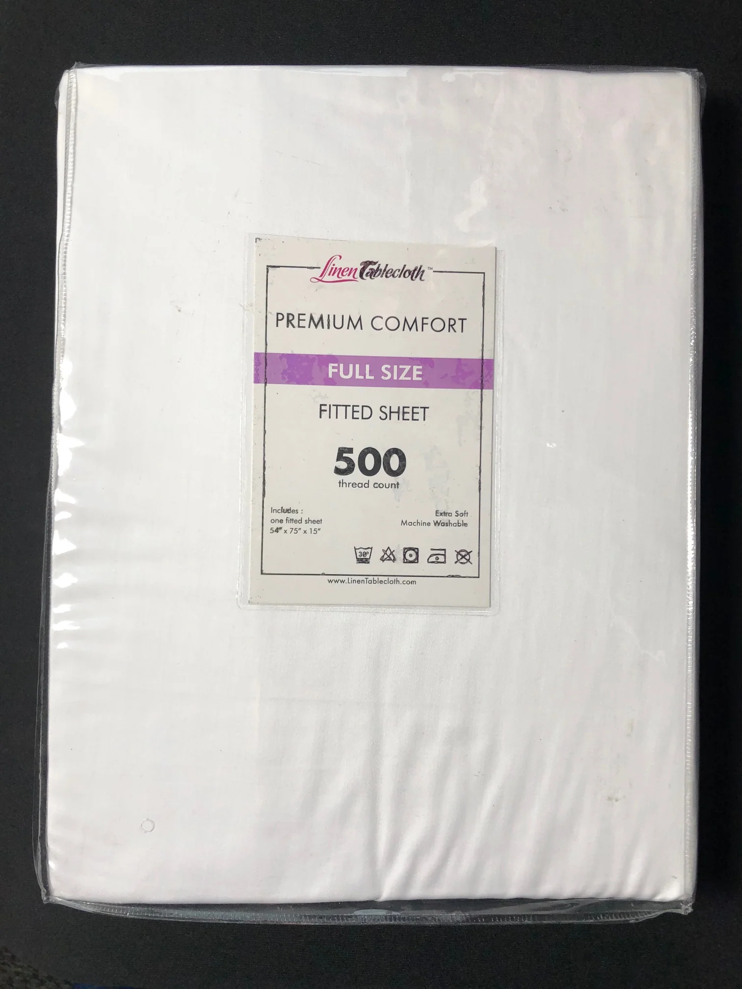 Hotel Selection 500 Thread Count Cotton White Fitted Sheet -Full Size - Image 2