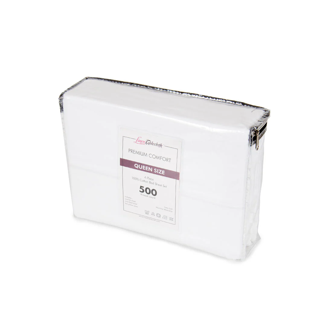 Hotel Selection 500 Thread Count Cotton White Sheet Set - Full Size - Image 3