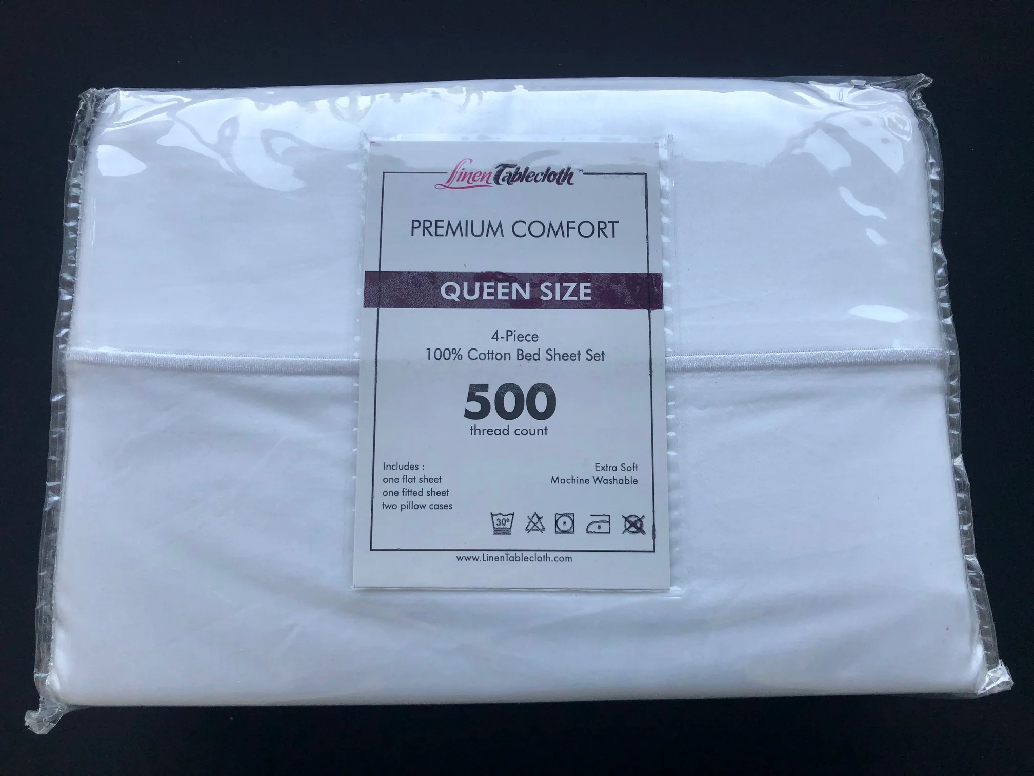 Hotel Selection 500 Thread Count Cotton White Sheet Set -Queen Size - Image 3
