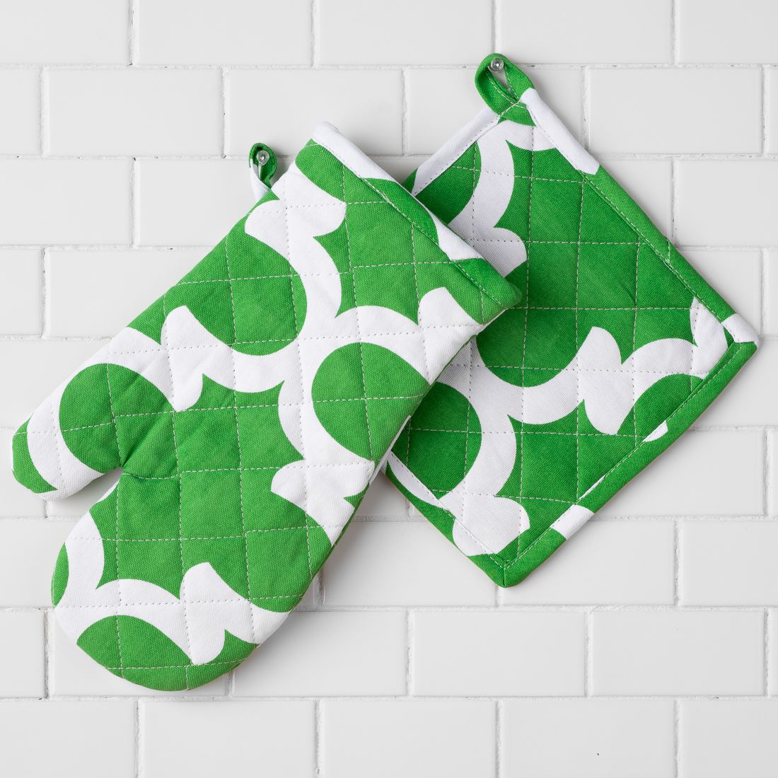 Trellis Cotton Oven Mitt / Pot Holder Set 4 Pack - Image 4